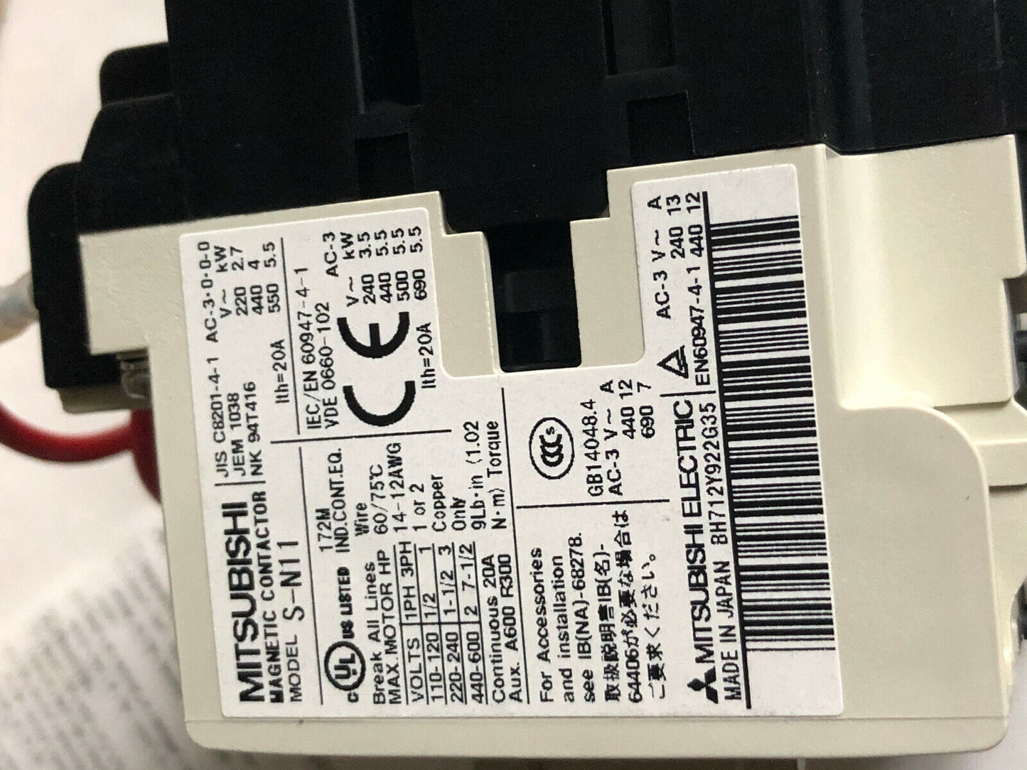 New Mitsubishi Electric S-2Xn11cxul Reversing Contactor 110-120V,S-N11,14.3S,Sv