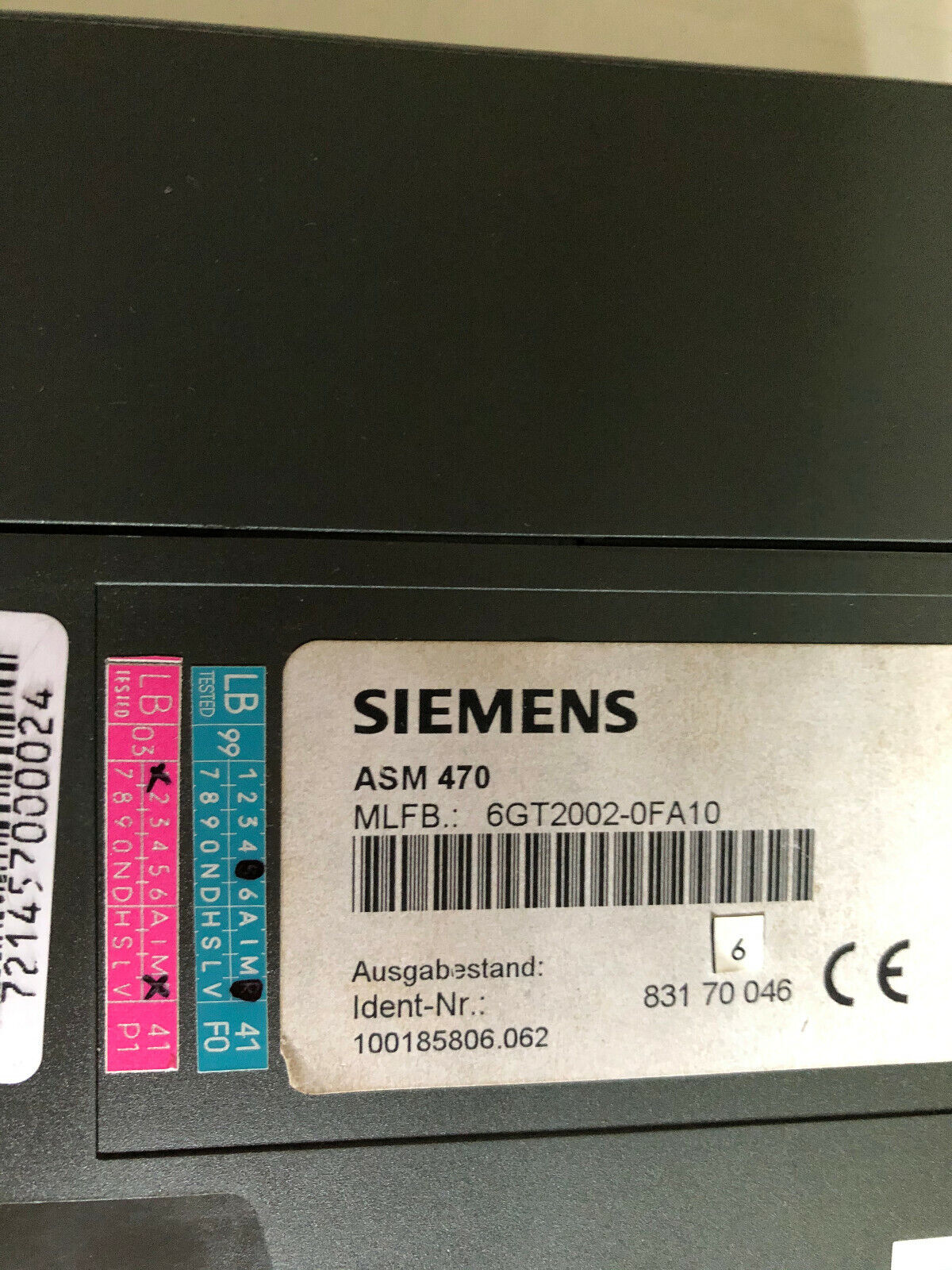 Siemens 6Gt2-002-0Fa10 ,Asm 470, F/S7300 Et200m Moby Asm 470 ,Bp