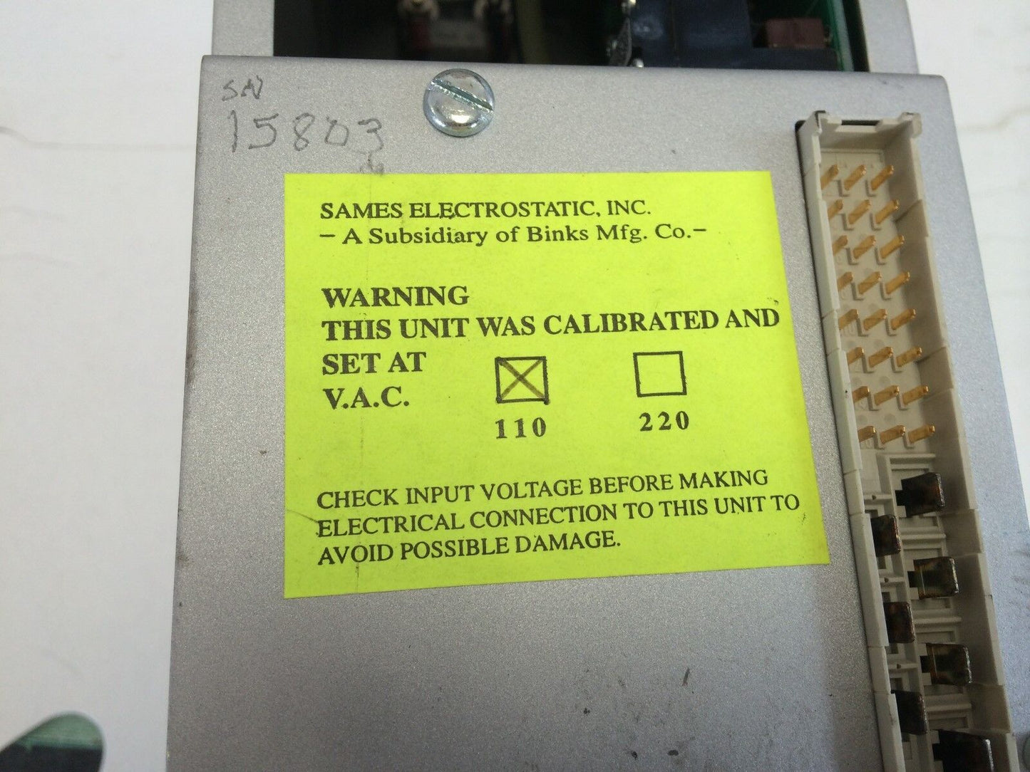 A Subsidiary Of Binks,Sames Gn3002 Power Supply/ Controller,110/120Vac,Bd