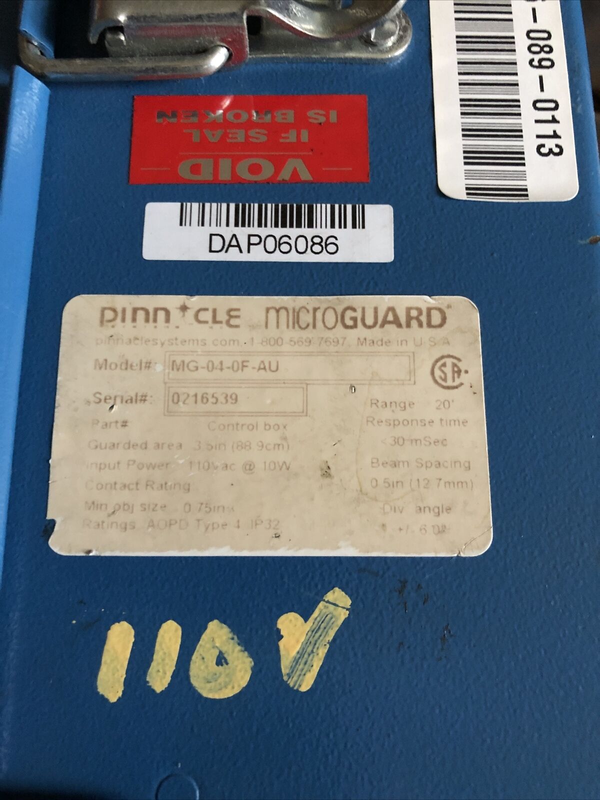 Pinnacle Mg-04-0F-Au,Triad 31-004,Tci, Microguard Safety Controller,24 V,110V,Bz