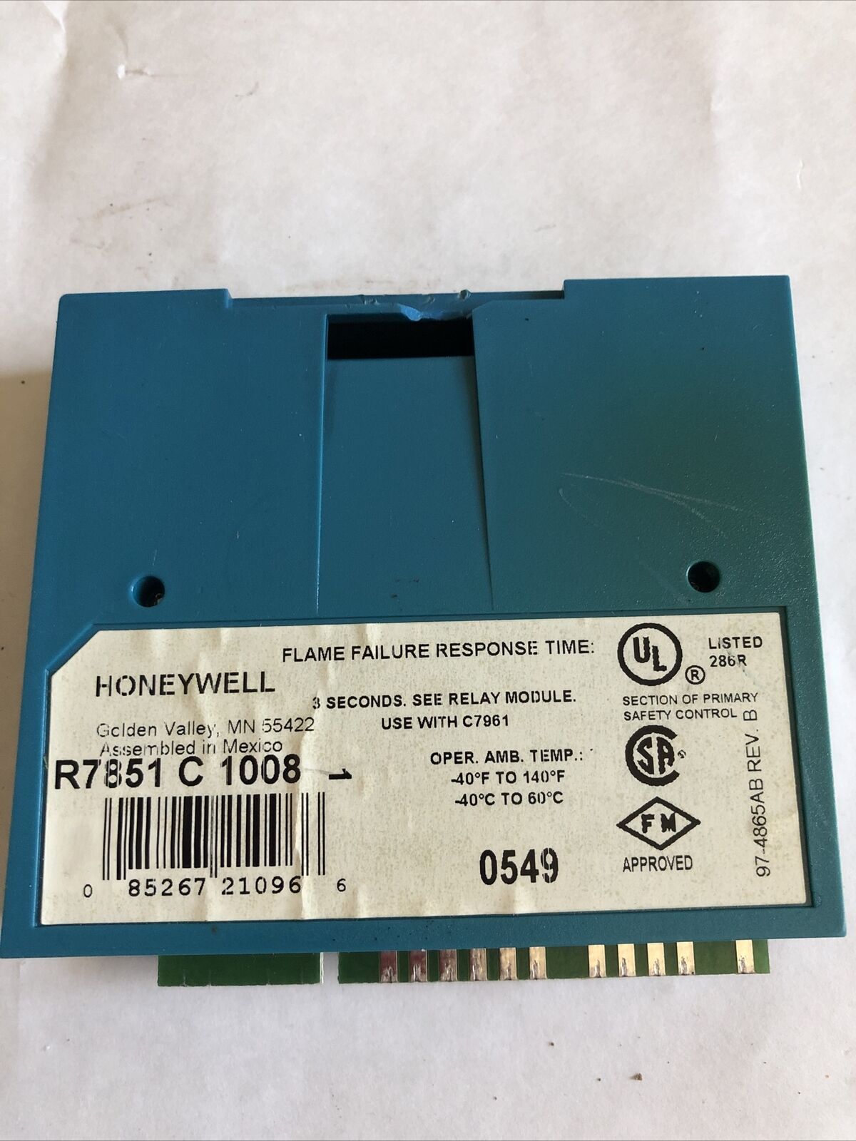 Honeywell R7851c1008 Dynamic Self-Check Optical Flame Amplifier,R7851 C 1008,Ep
