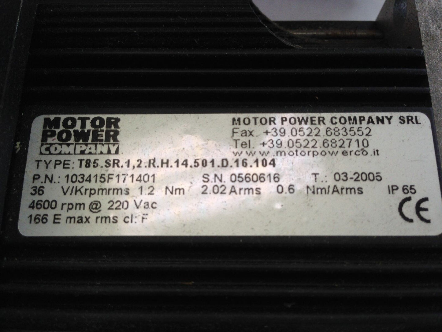 New 103415F171401 Motor Power Company T85.Sr.1,2.R.H.14.501.D.16.104,4600 Rpm,Fi