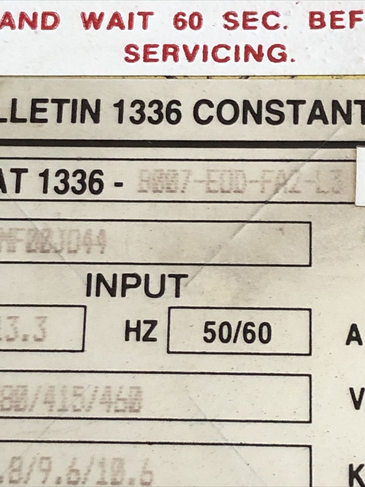 Allen Bradley 1336-B007-E00-Fa2-L3 Ac Drive,E-157424,1336-B007-Edd-Fa2-L3,,Bc