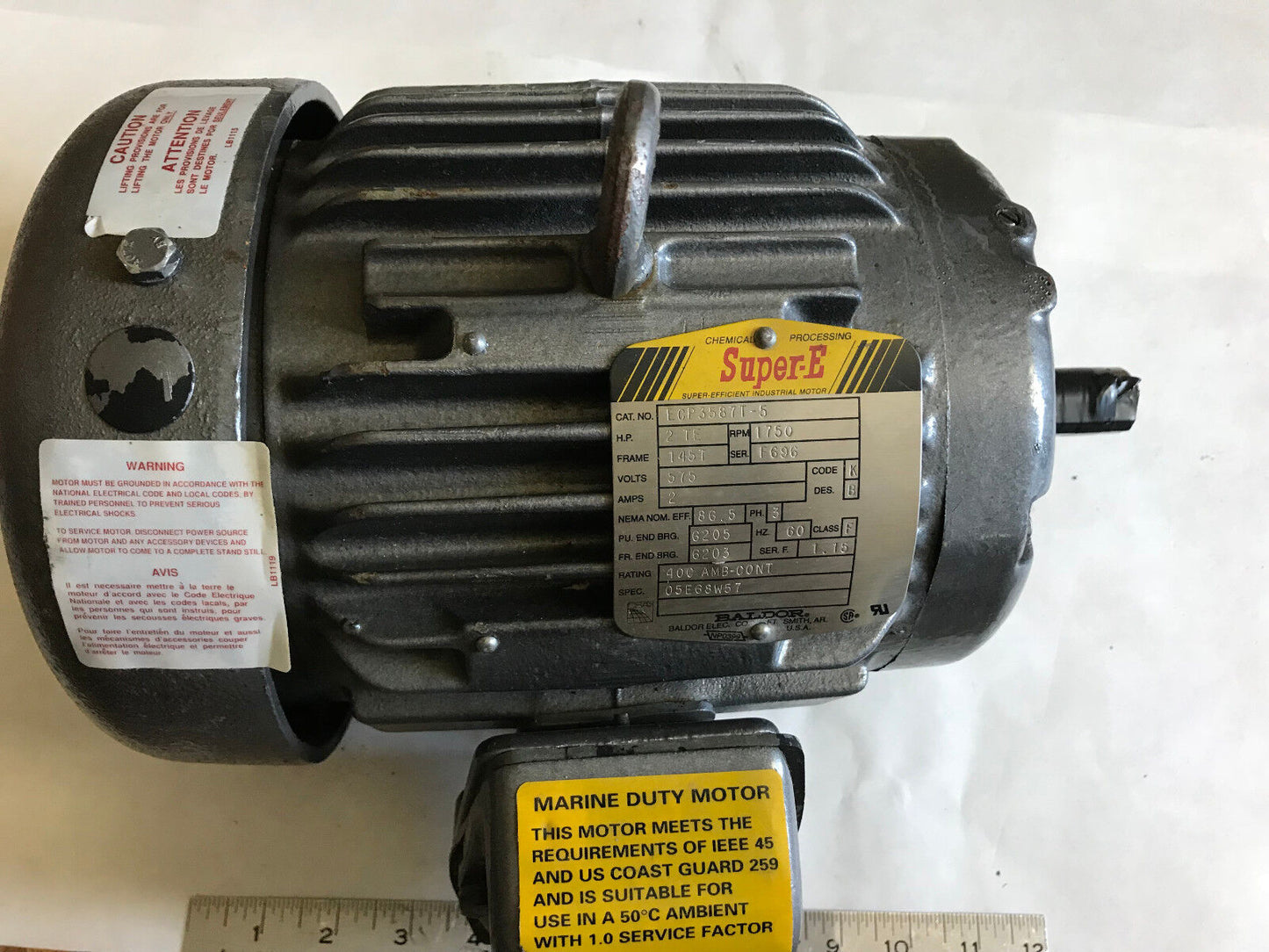 Baldor Ecp3587t-5,2Hp 575V 1725Rpm 3Ph Marine Duty Ac Motor Super-E,2 Te 145T,Aj