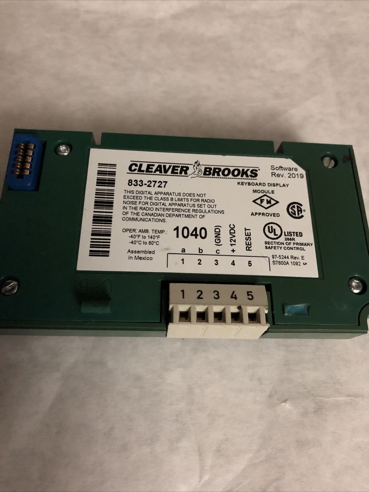 Cleaver Brooks 833-2727 Keyboard Display Module (One Holder Is Damaged),Ed
