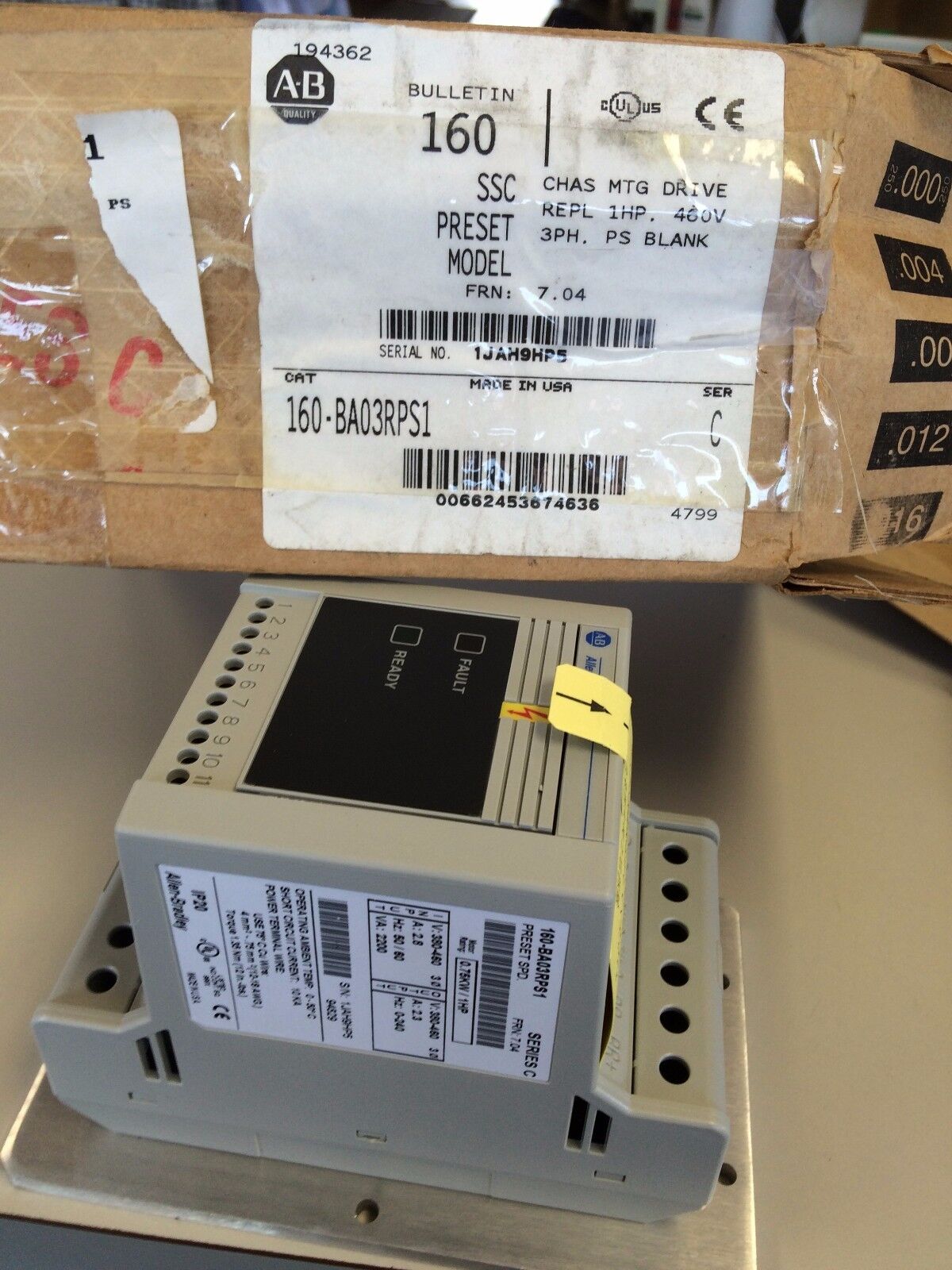 New Allen Bradley 160-Ba03rps1 Drive 1Hp 460Vac 3Ph Ps Blank Chassis Mounting,Ed