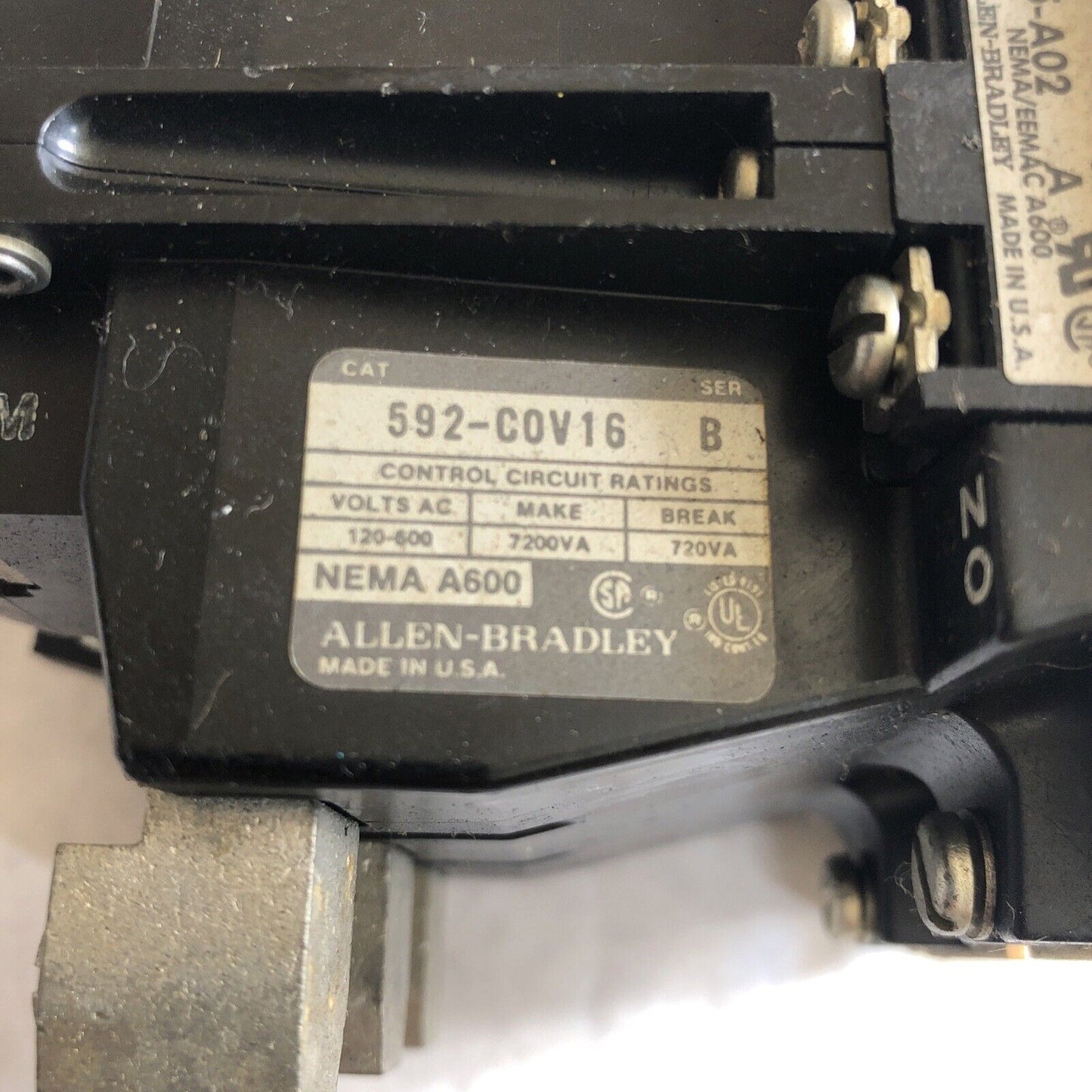 Allen Bradley 592-C0v16 B Relay 595-A02,Bc