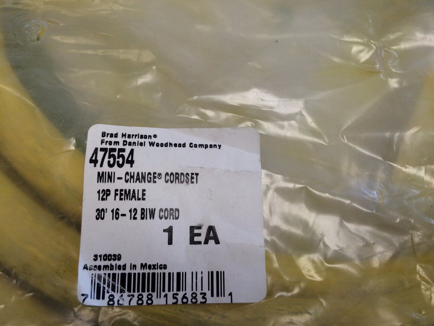 New Brad Harrison 47554 Cordset Mini-Change 16Awg/12-Cond 12P-Female 30Ft,Fk,Ew
