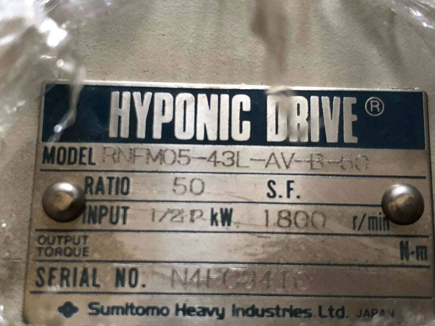New Sumitomo Rnfm05-43L-Av-B-50 Ac Gear Motor,Induction Motor Tc-Fv/Fb-1B,1/2,Db