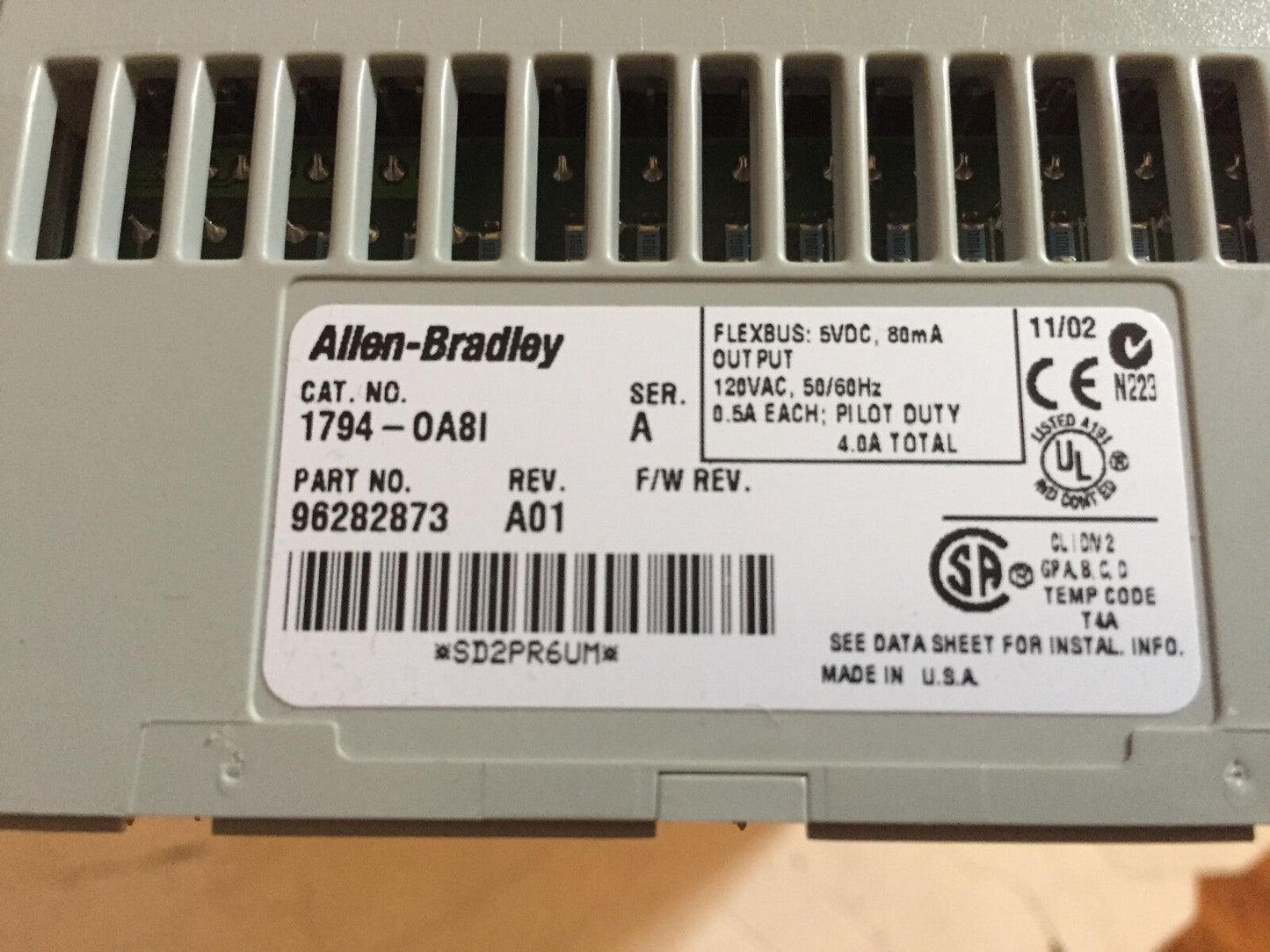 Allen Bradley 1794-Oa81,1794-0A8i,96282873,1794-0A81,Isolated Output Module,Ct