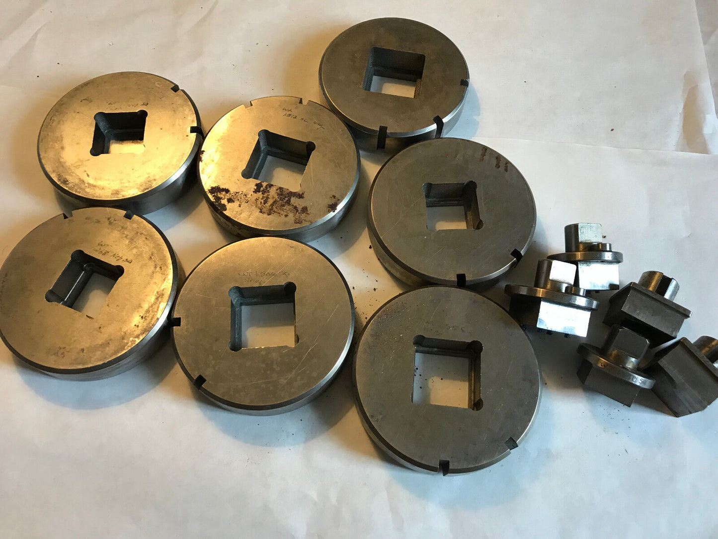 Lot 5 Sets Strippit Thick Turret Square Punches Dies,1.250",Wt 1.500",1.268,Ad