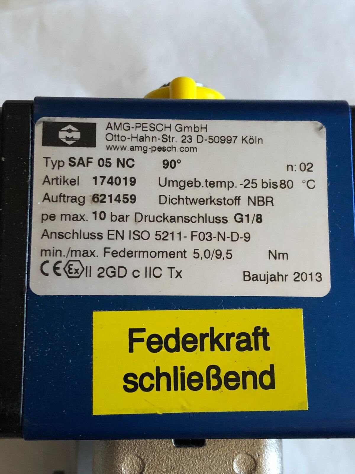 New Amg-Pesch Saf05nc Ball Valve,Amg-Pesch Saf 05 Nc 90,Bielomatik 2W-Kugel,Az