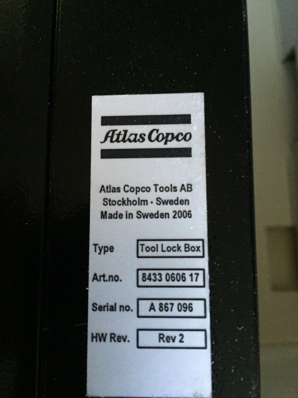 New Atlas Copco 8433-0606-17 Tool Lock Box W/ 2Keys,Bu