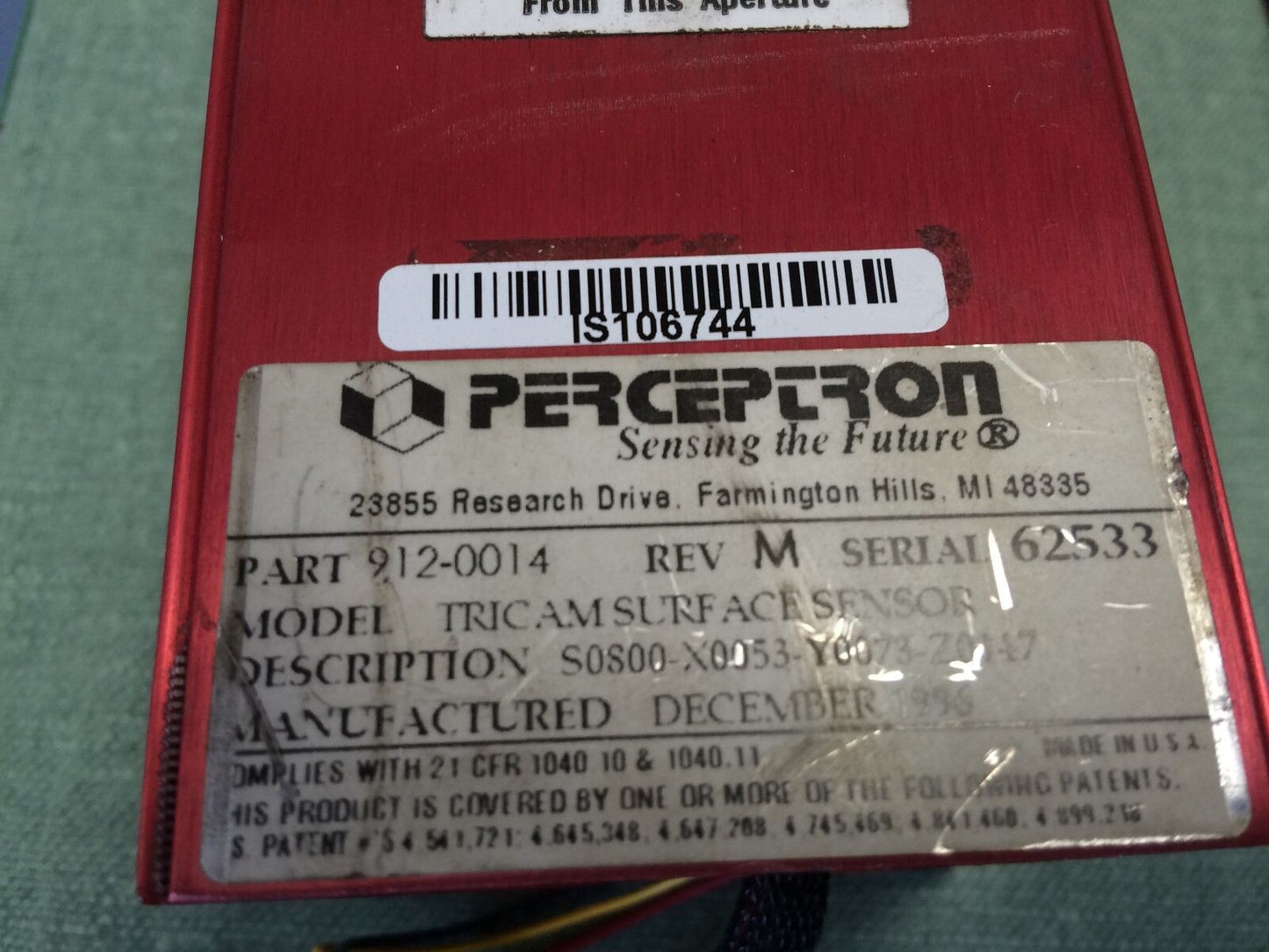 Perceptron 912-0014 Tricam Laser Digital Surface ,S0800-X0053-Y0073-Z0147, Bf