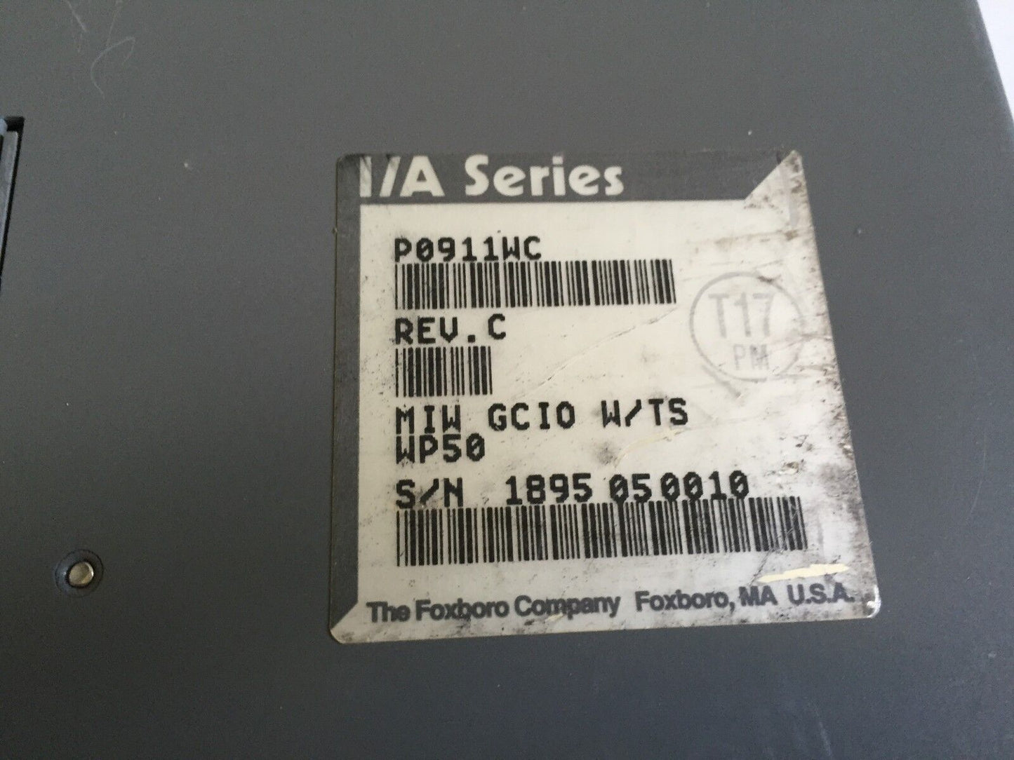 Foxboro P0911wc I/A Series Miwn Gcio W/Ts Wp50,Ag100vk,Module I.D.,Rs423,Bd