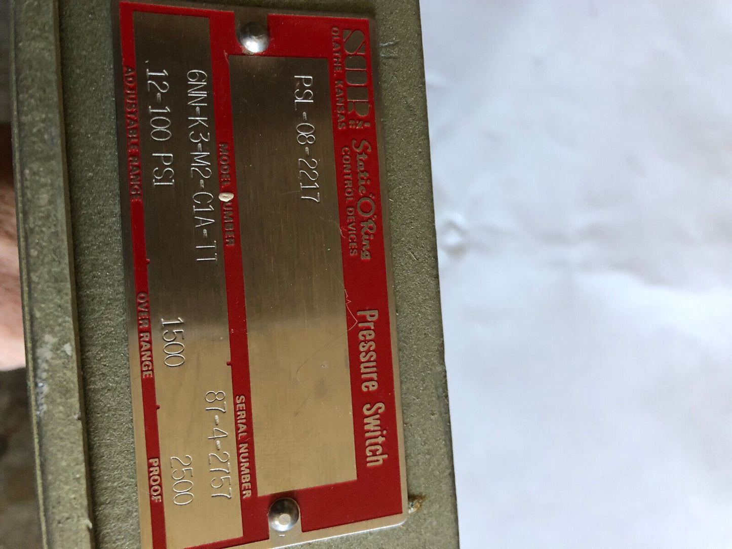 New Sop 6Nn-K3-M2-C1a-Tt Pressure Switch. 12-100Psi,Sop 6Nn-K3-M2-Cia-Tt,Ag