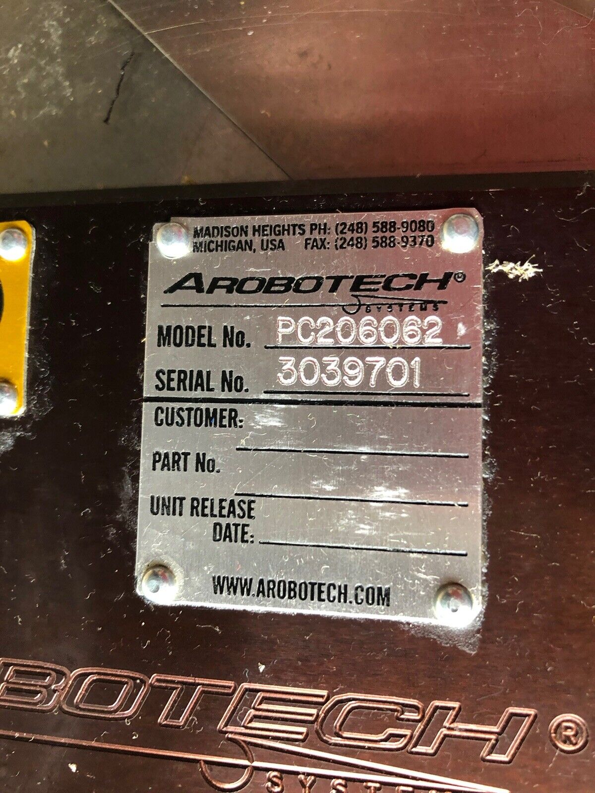 New Arobotech Pc206062 Hydraulic Parallel Gripper,100-250,Xhyd Psi,300-Psi,Fc