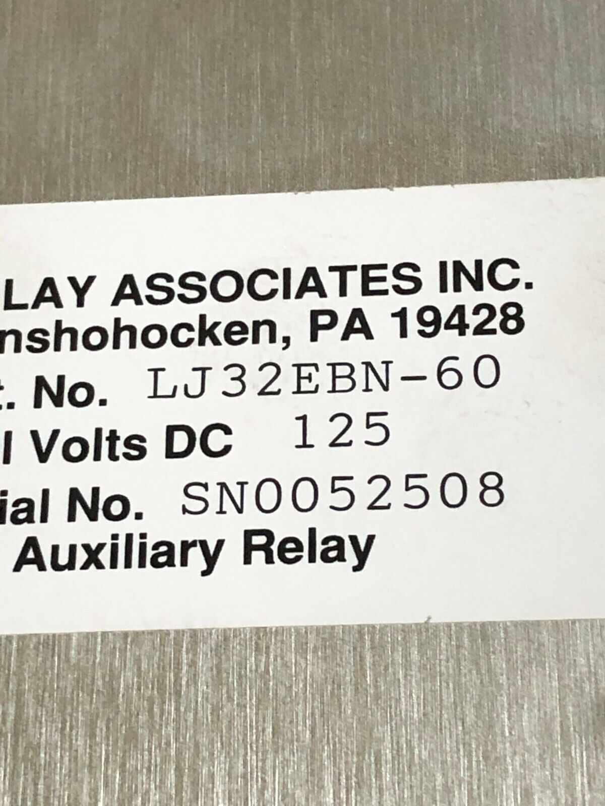 New Relay Associates Lj32ebn-60 Auxiliary Relay Type-Lj, Relay,Cg