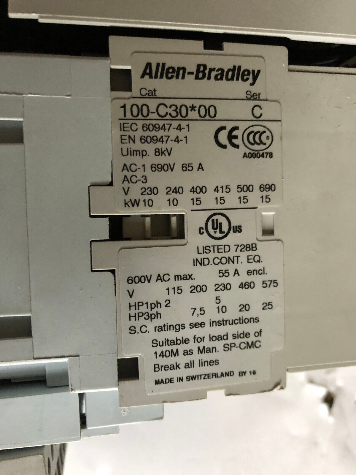Allen Bradley 190S-End3-Fc16c-Kn-R-Te,140M-F8e 190S,100Fsc280 Compact Starter,Ay