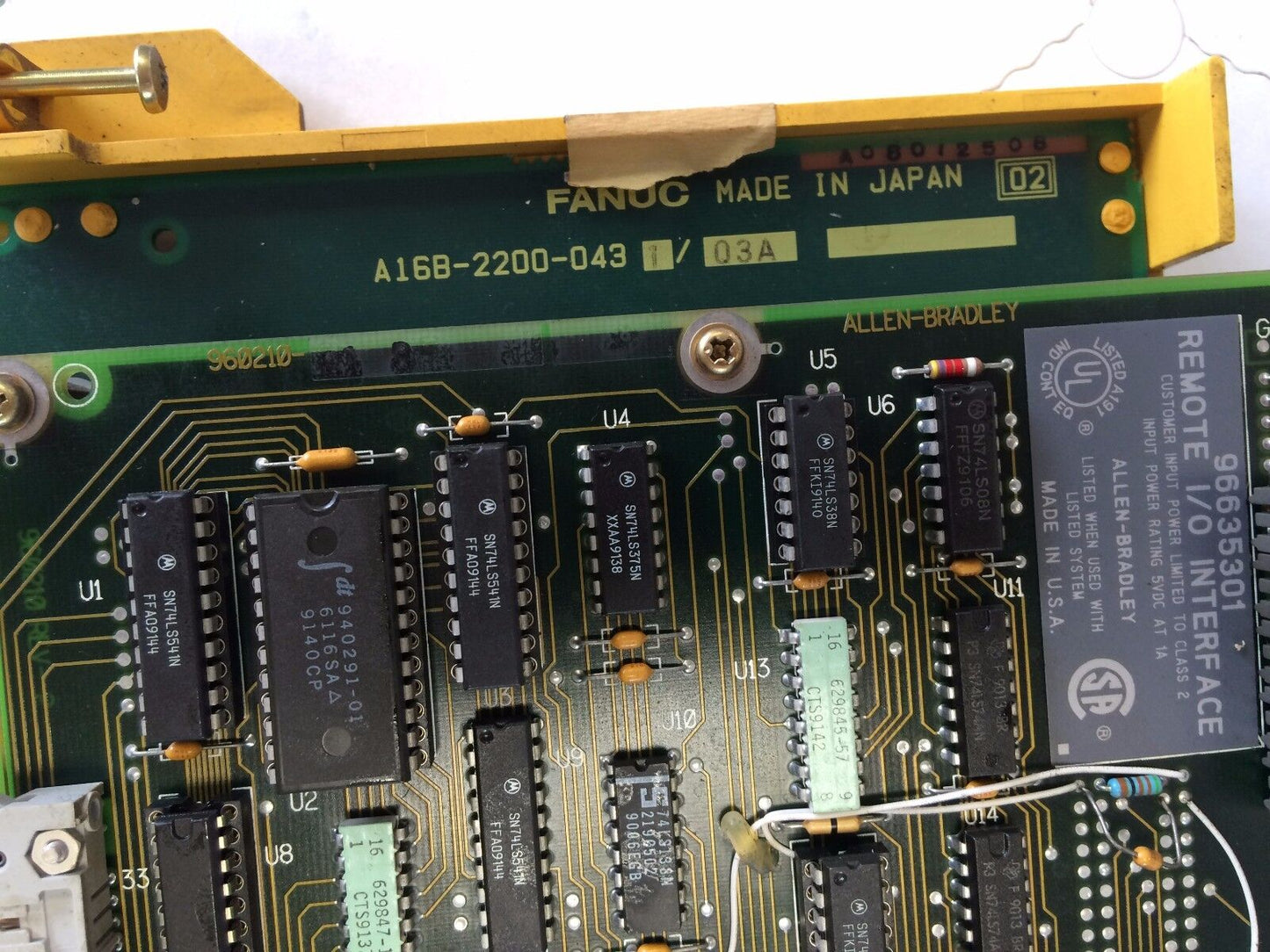 Fanuc A16b-2200-0431/03A Card W/ Allen-Bradley 96635301 Remote I/O,Sj,Fd