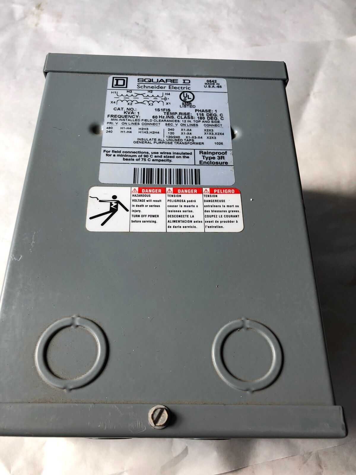 Square D 1S1fis Schneider Transformer Dry 1Kva 240X480v-120/240V 1Ph,Av