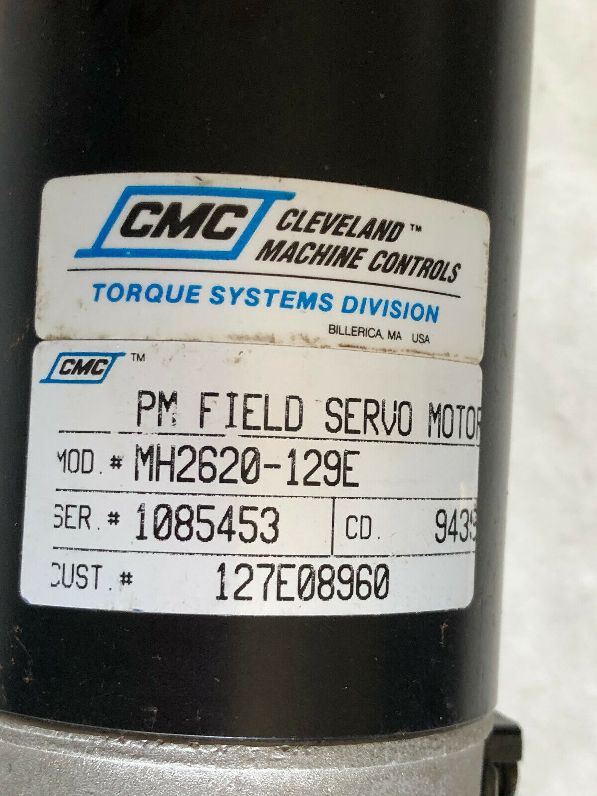 Cmc Mh2620-129E Cleveland Controls Pm Field Servo Motor,Bb