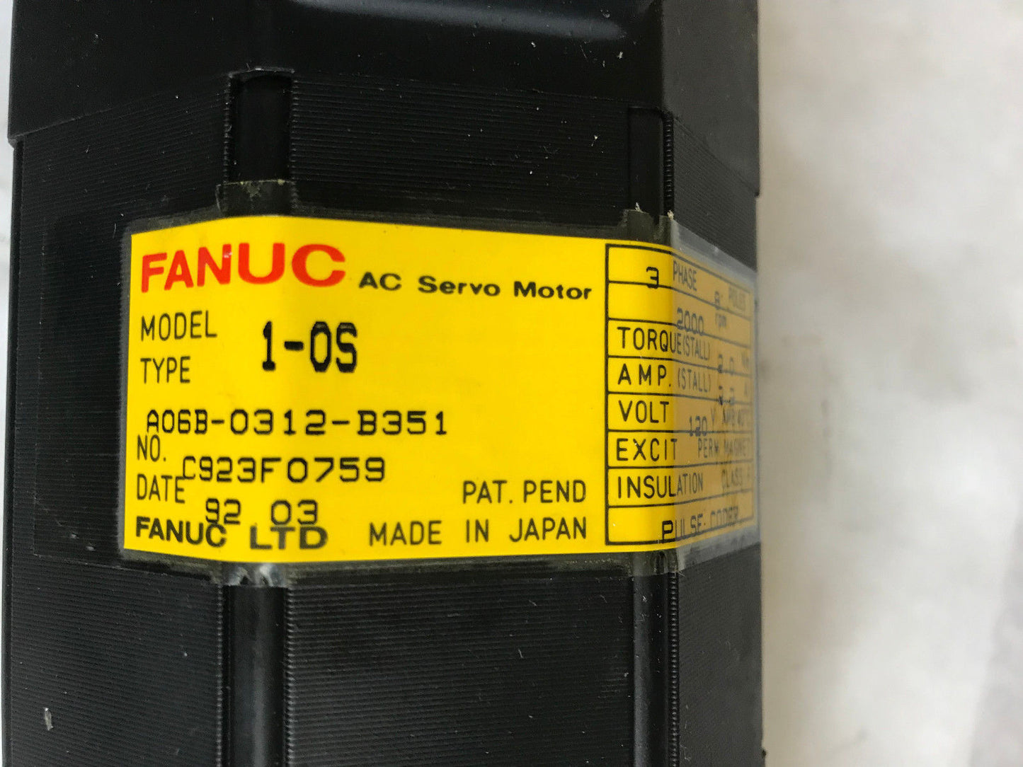 Fanuc A06b-0312-B351 Ac Servo Motor Brake Apc A290-0521-V581 Motor 1-0S,1-Os,Sr