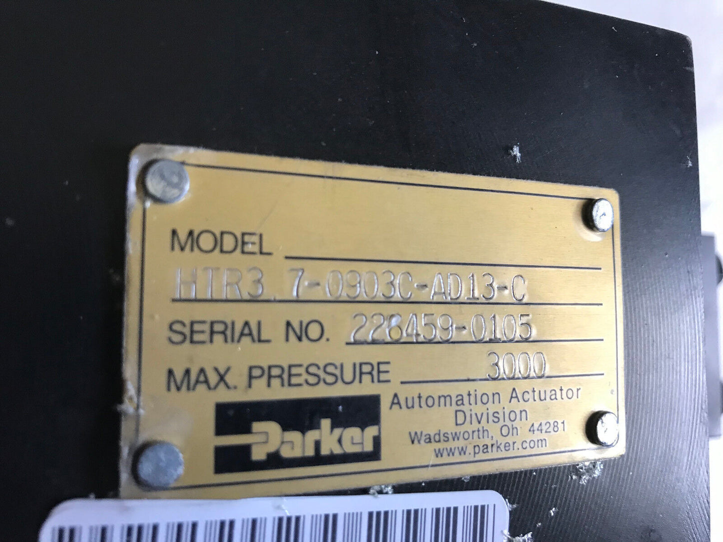 Parker Htr3 7-0903C-Ad13-C Hydraulic Rotary Actuator Htr3 90* Rotation,Htr3,Et