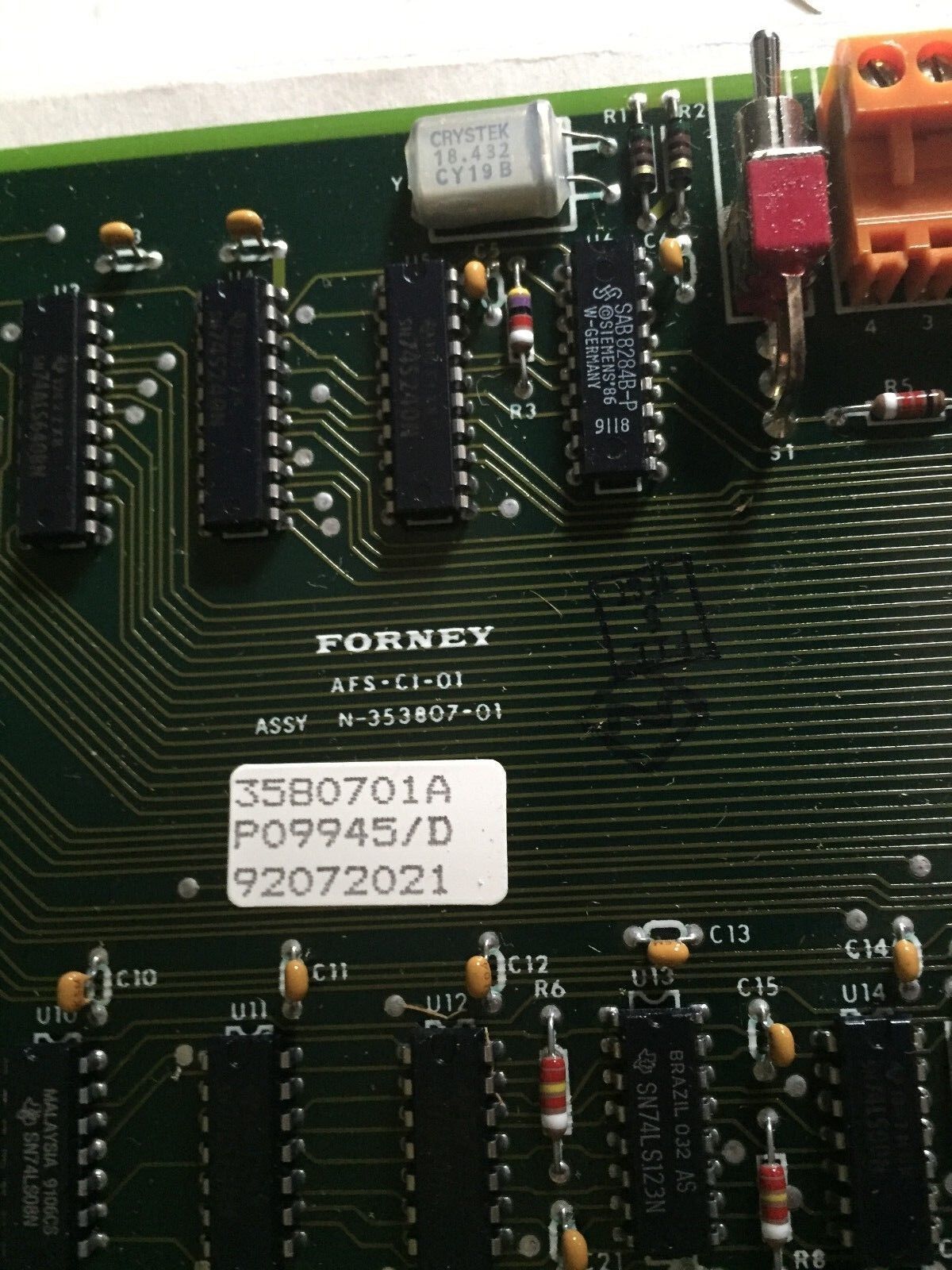 Forney N-353807-01,3580701A,P09945/D Logic Control Board 35380701,Afs-C1-01,Dg