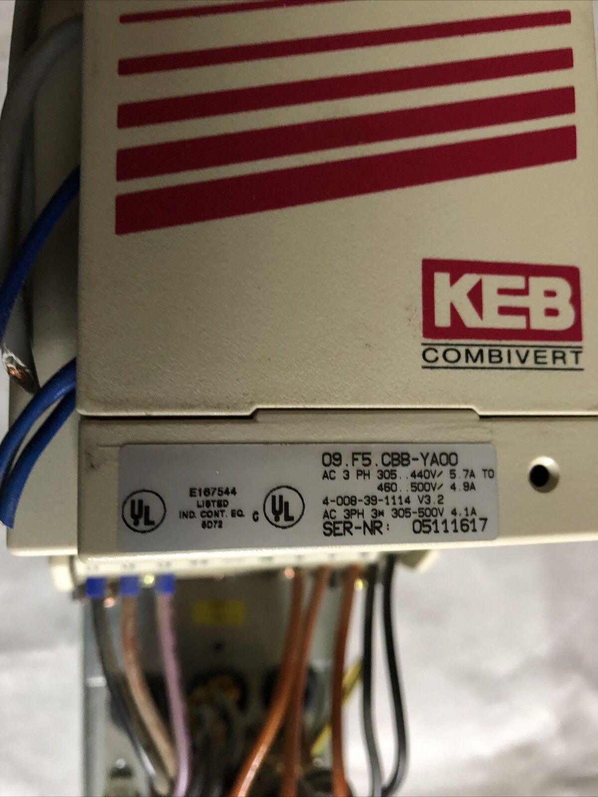 Keb 09.F5.Cbb-Ya00,10.E5.T60-A071 Combivert,Keb 09.F5.Cbb-Yaoo,2.8Kva,3Ph,Tj,Ap