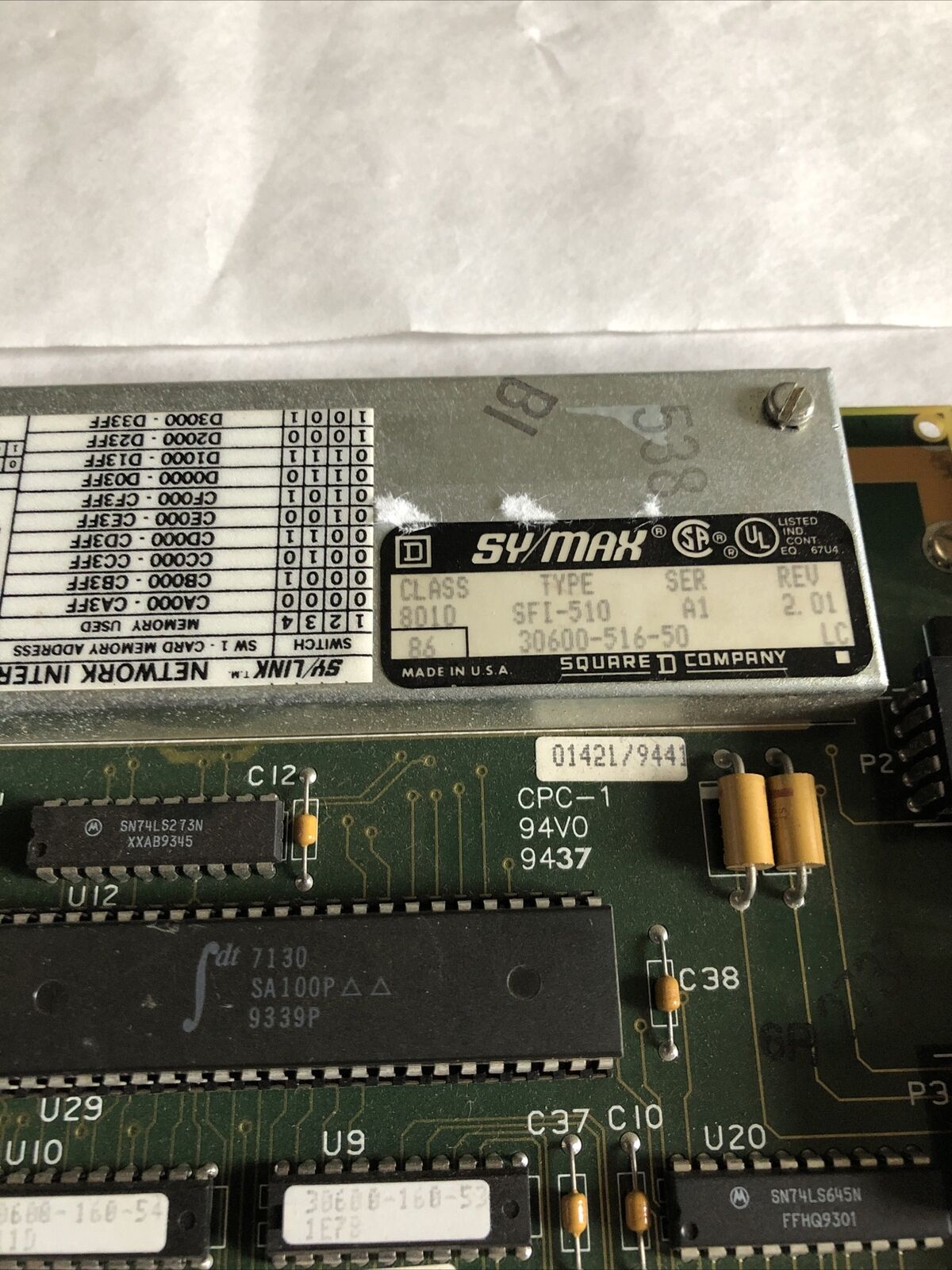 Square-D 30600-153,8010 Sfi-510,Sy/Max Class 8010 Type Sfi-510,Ibm Interface,Ec