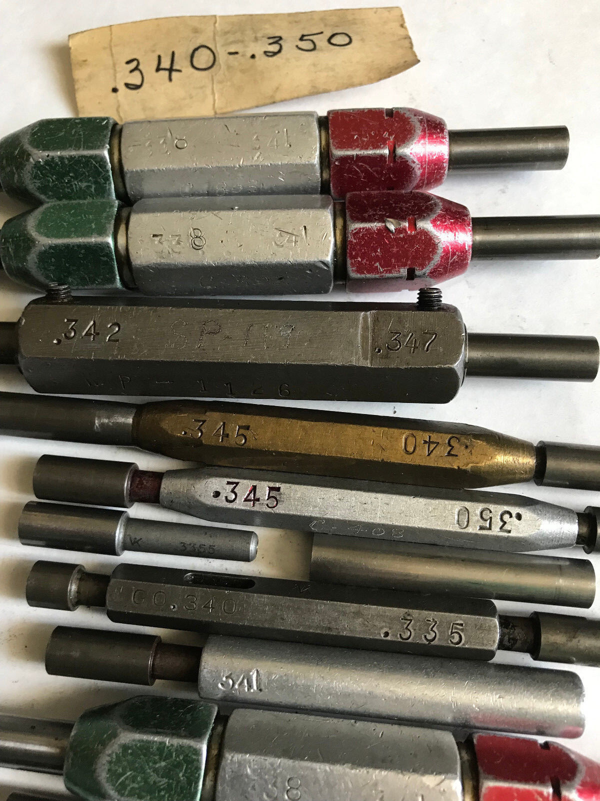 Mixed Lot Go No Go Plug Gages,.341,.345,.350,.335,342,.347, .338",.350",Es