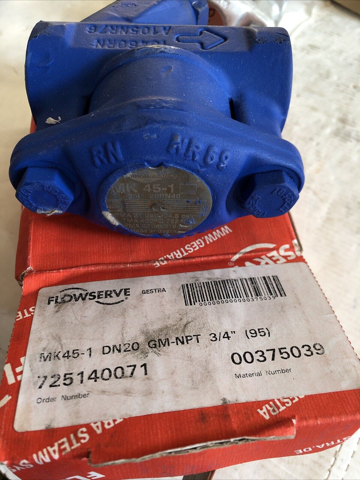 3/4" Flowserve Mk 45-1 Dn 20 3/4" Pn40 Thermostatic Steam Trap,Gestra A105,Aa