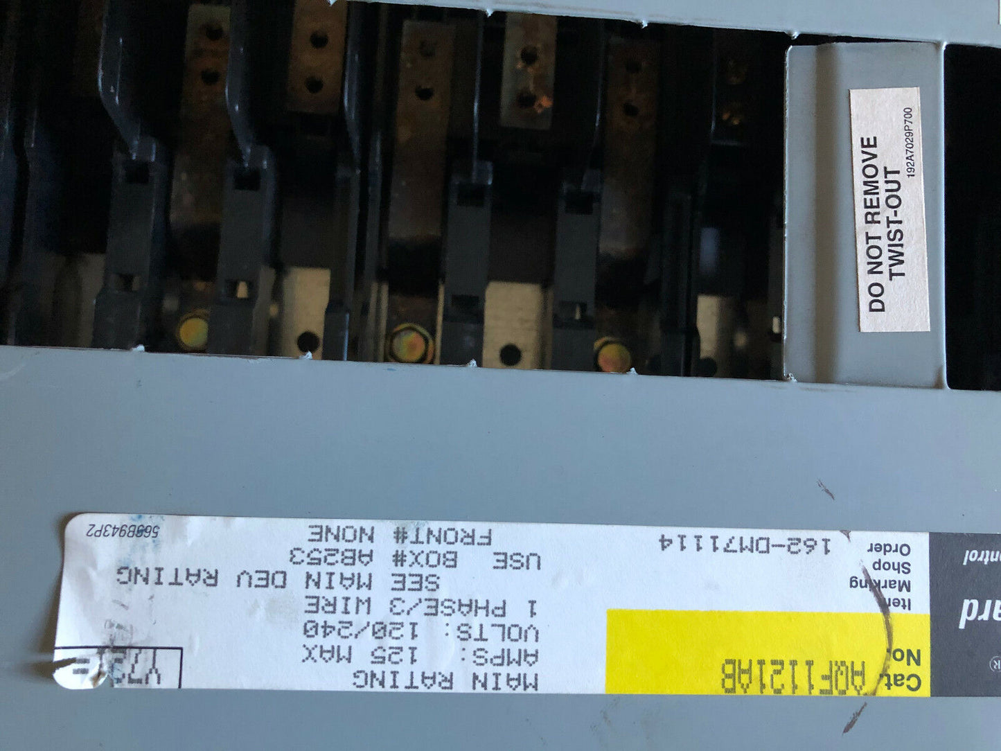 Square D Aqf1121ab,Fanuc Panel Board 125A 120/240V,Th