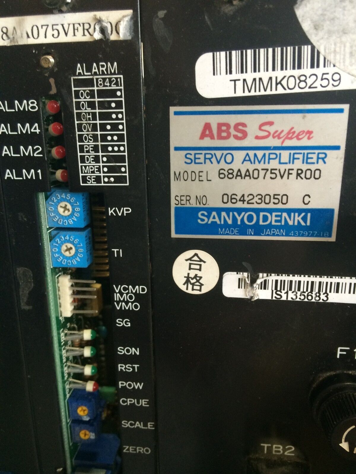 Sanyo Denki 68Aa075vfr00 Abs Super Servo Amplifier Prs-1873D,Ra11d25602,Cp