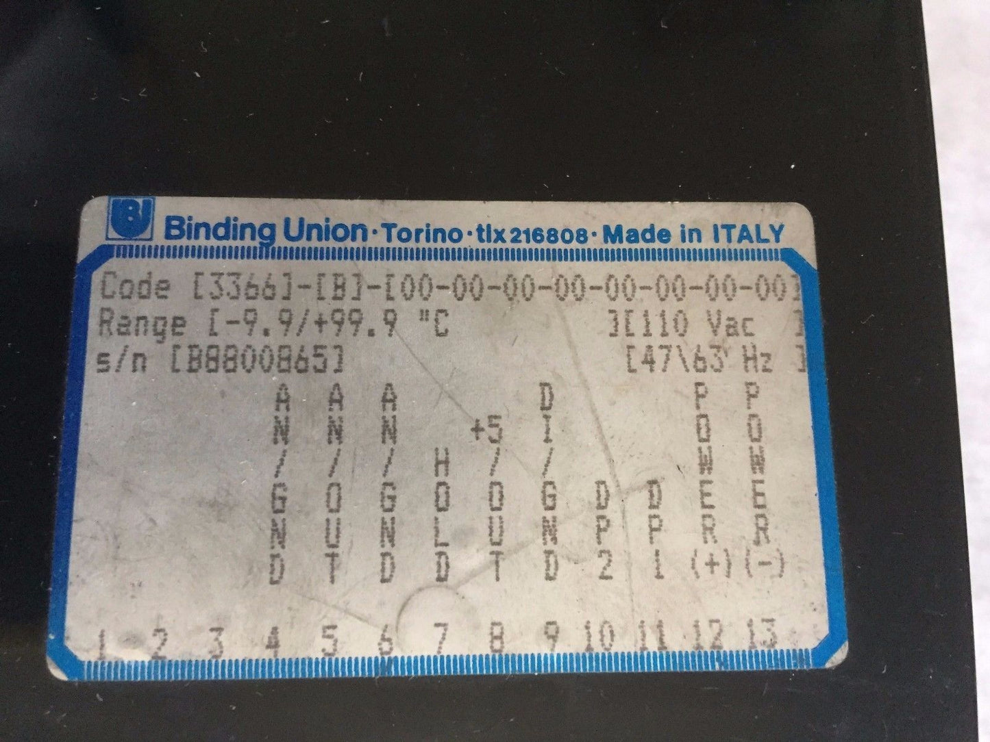 Binding Union 3366 B 00 00 00 110 Vac 47 63 Hz Temperature Readout Display,Te