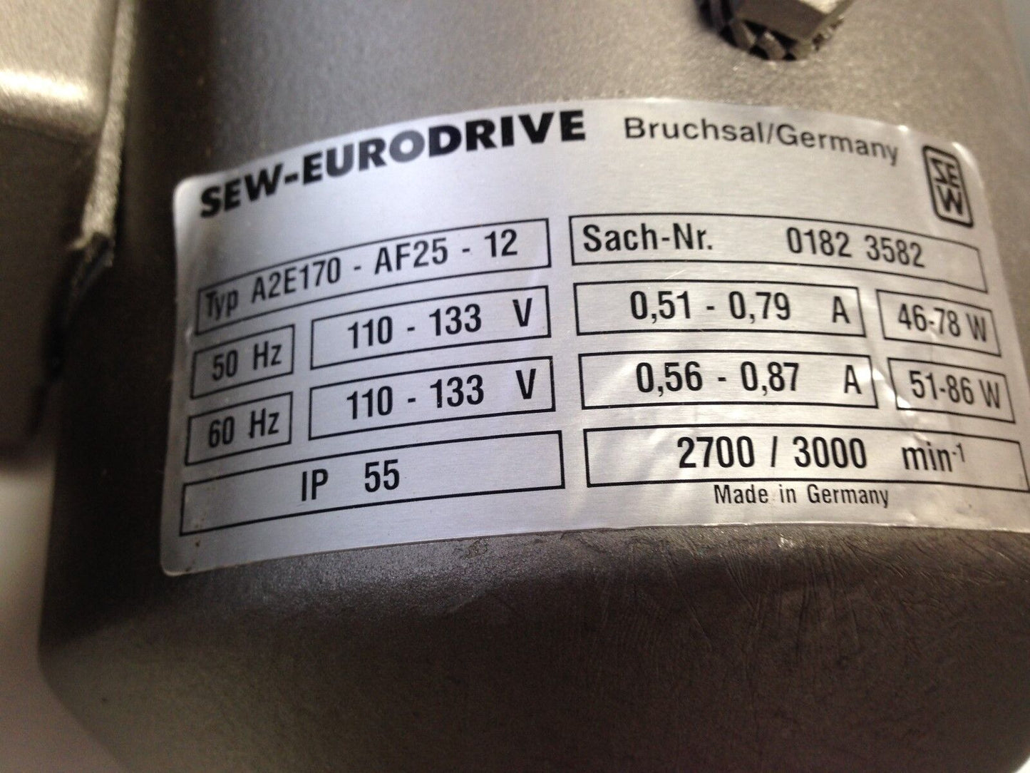 New Sew Eurodrive Waf20dt71d2ev1tvs 3Ph ,A2e170-Af25-12,0182-3582,Tb