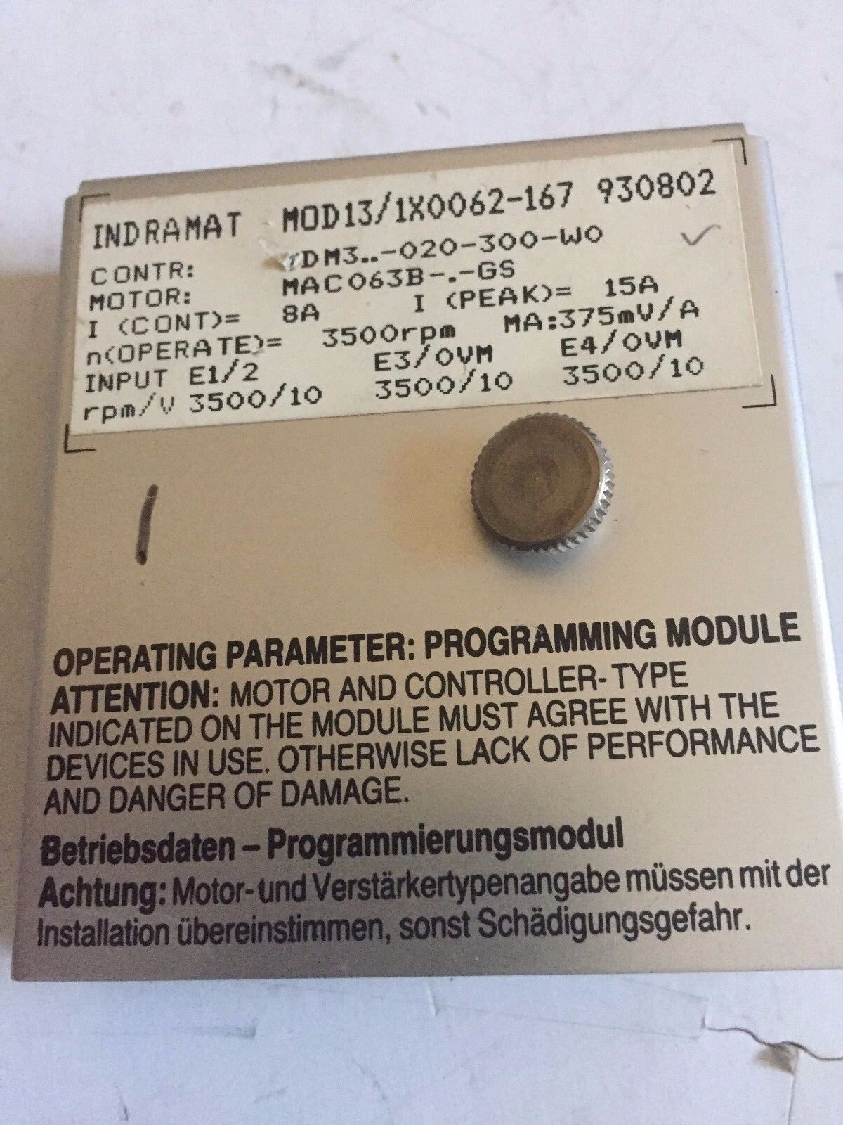Indramat 13/1X0062-167 Bosch Program Tdm-3.2-20-300-W0 Mod131x0062167,Bv