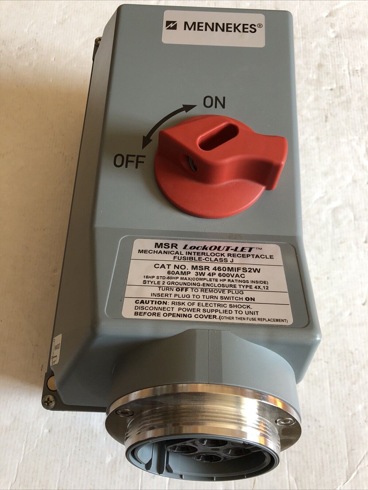 New Mennekes Msr 460Mifs2w Mechanical Interlock Receptacle, 60Amp, 600Vac,Cl