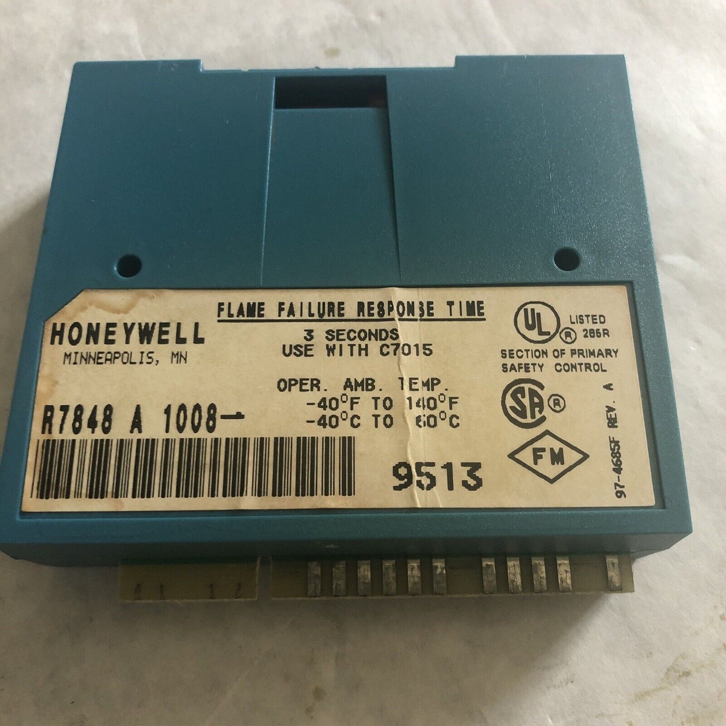 Honeywell R7848 A 1008,Honeywell Infrared Flame Amplifier Burner Control,Er,Tl