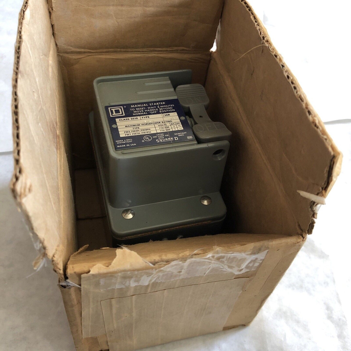 New Square D Fw-1,Class 2510,Manual Starter,Square-D 2510 Fw-1,Dd
