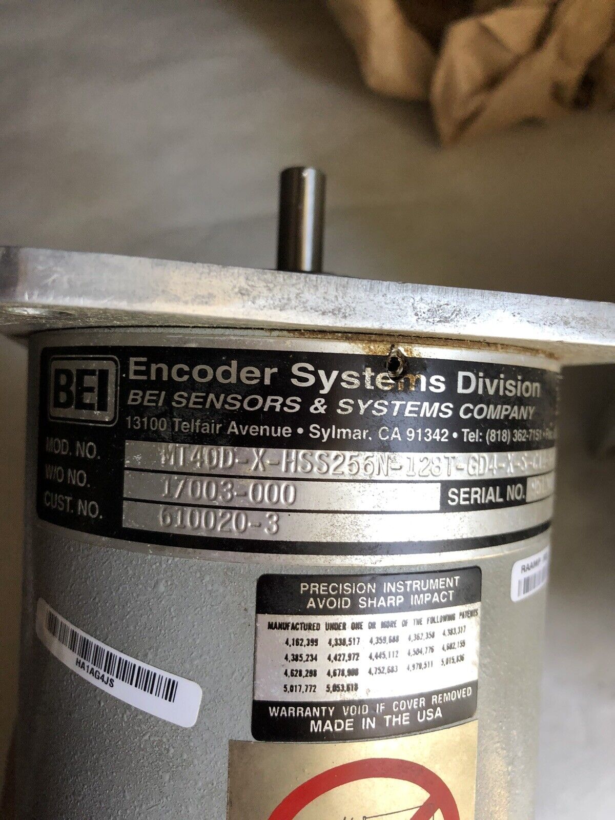 Bei 1683-1012 Motion Systems Encoder Mt40d-X-Hss256n-128T-Gd4-X-S-C14-S-5,Tk