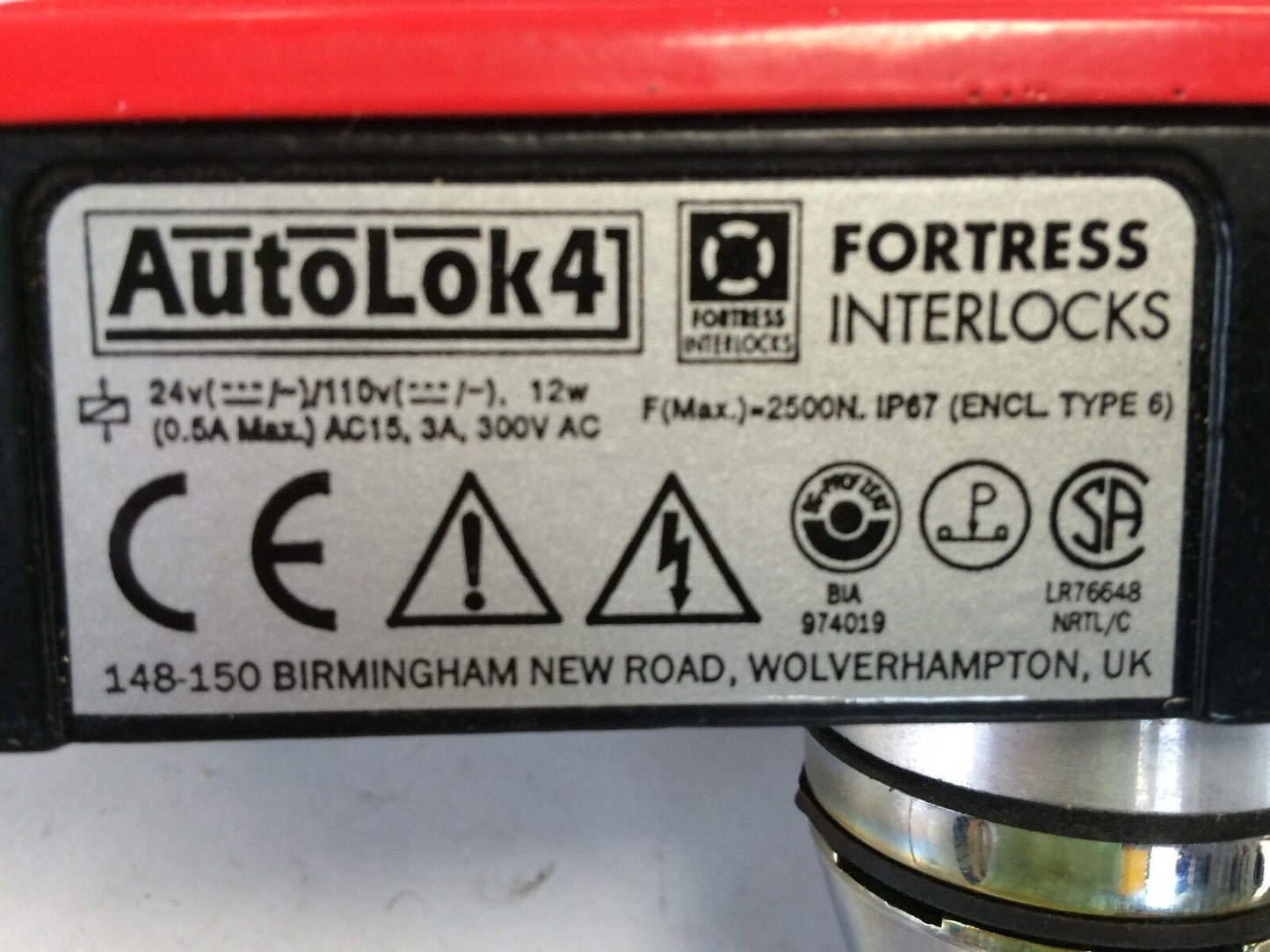 New 1/2" Npt Fortress Interlocks Autolok 4,24/110Vdc, 12W, Ac15,3A, 300Vac,Bp