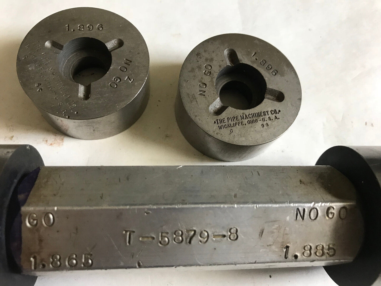 Lot The Pipe Machinery Go No Go Plug Gage 1.865 1.885 1.896 1.896,Ac