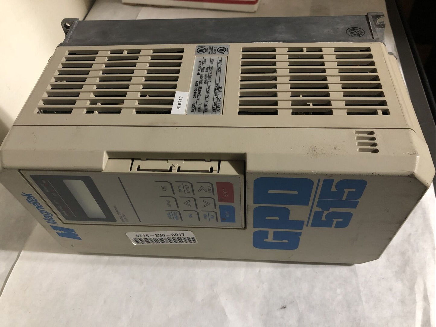 Magnetek Cimr-G5u20p4 Ac Drive, 3.9 A, 200-230 Vac, 3-Phase Gpd 515,Ff