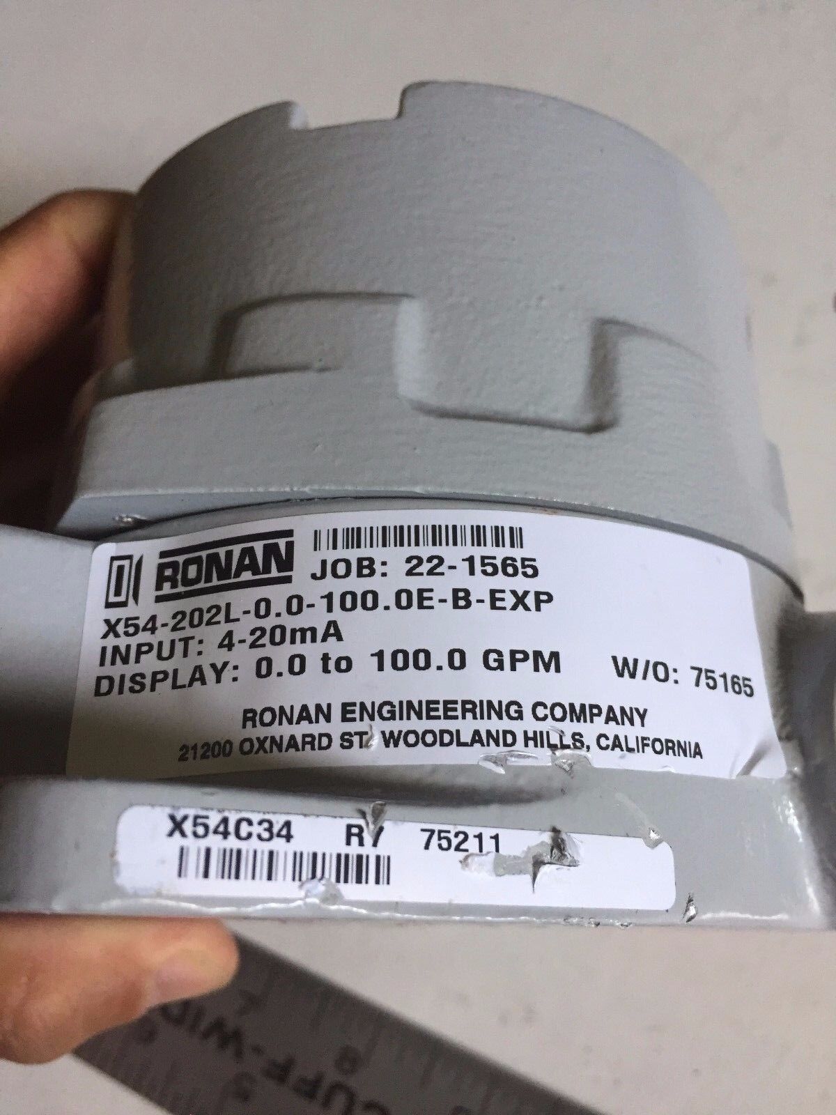Ronan X54-202L-0.0.100.0E-B-Exp,X54-202L,Sr,Xihfgcx2l Indicator 20Ma Nema4 L,Ct