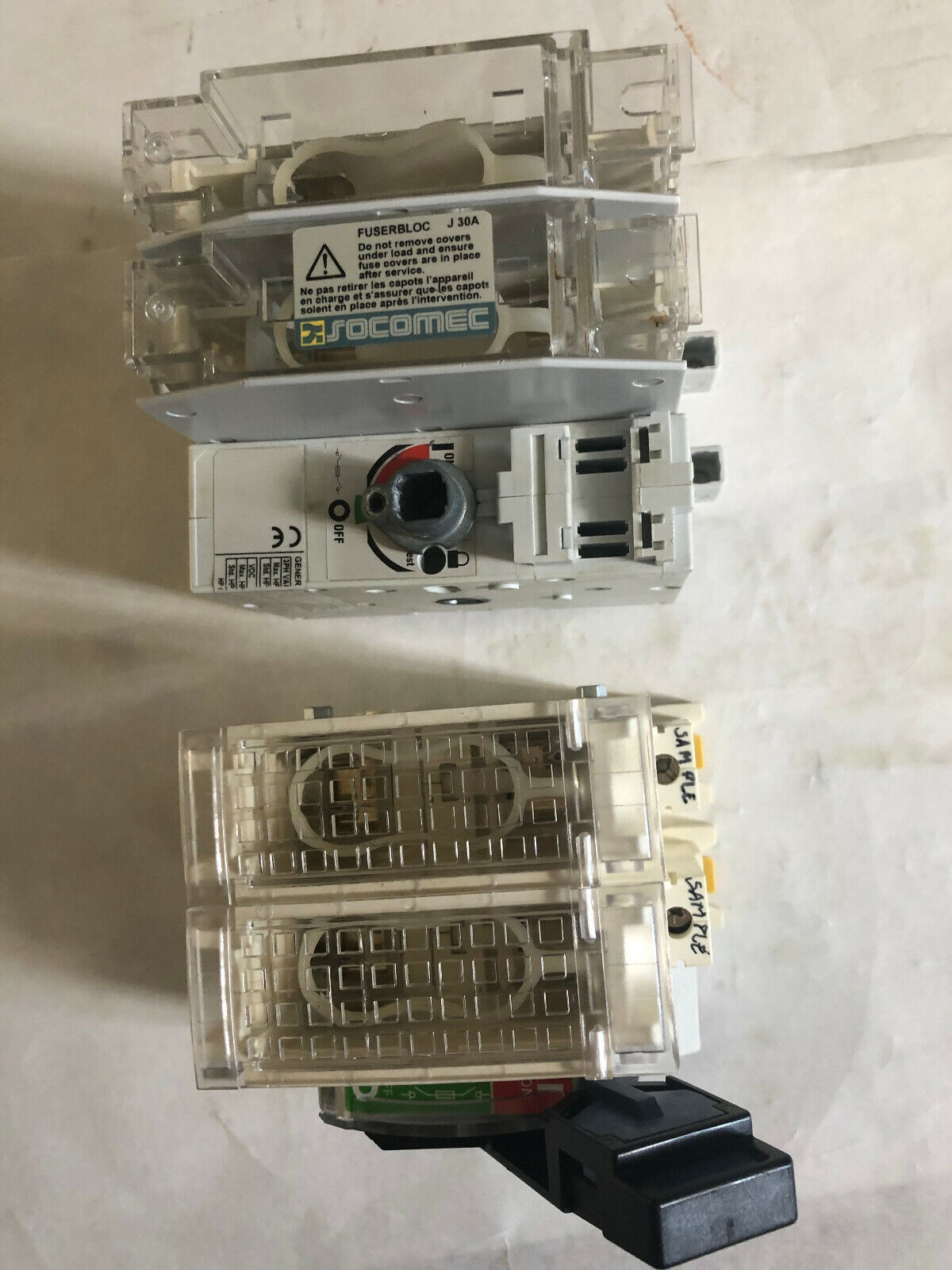 New Mixed Lot 2 Socomec Fuserbloc Socomec Switch 30A,J30a 600Vac 3Ph 250V,Ec