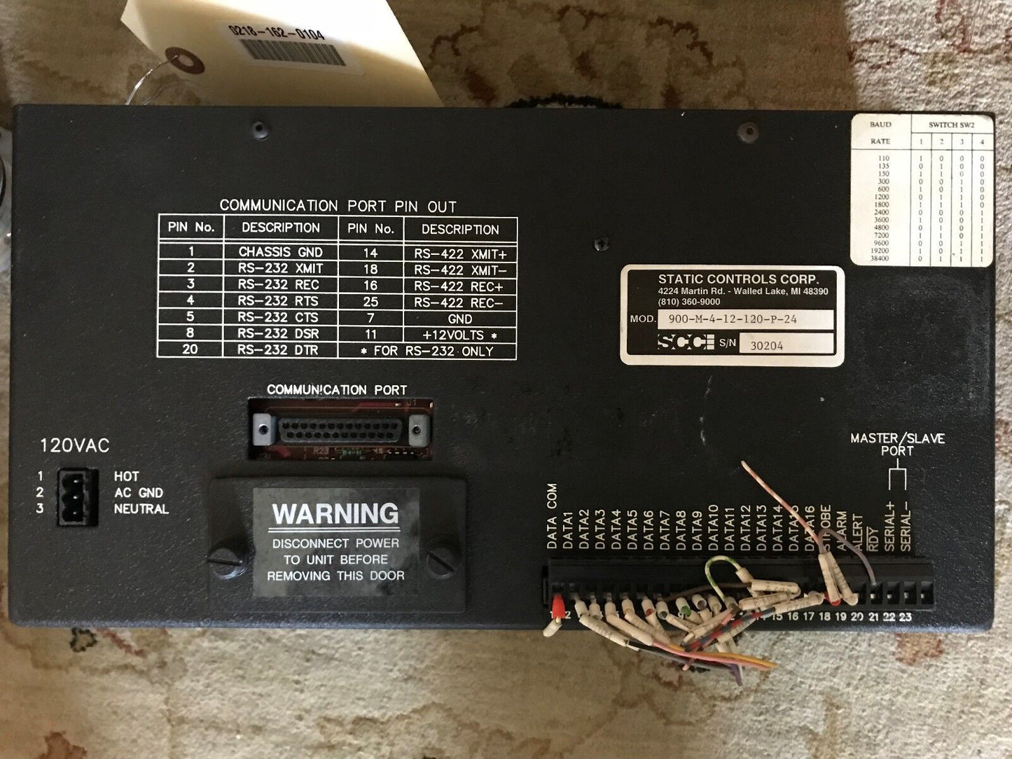 Static Controls 900-M-4-12-120-P-24 Series 900 Display Readout Panel, Ei