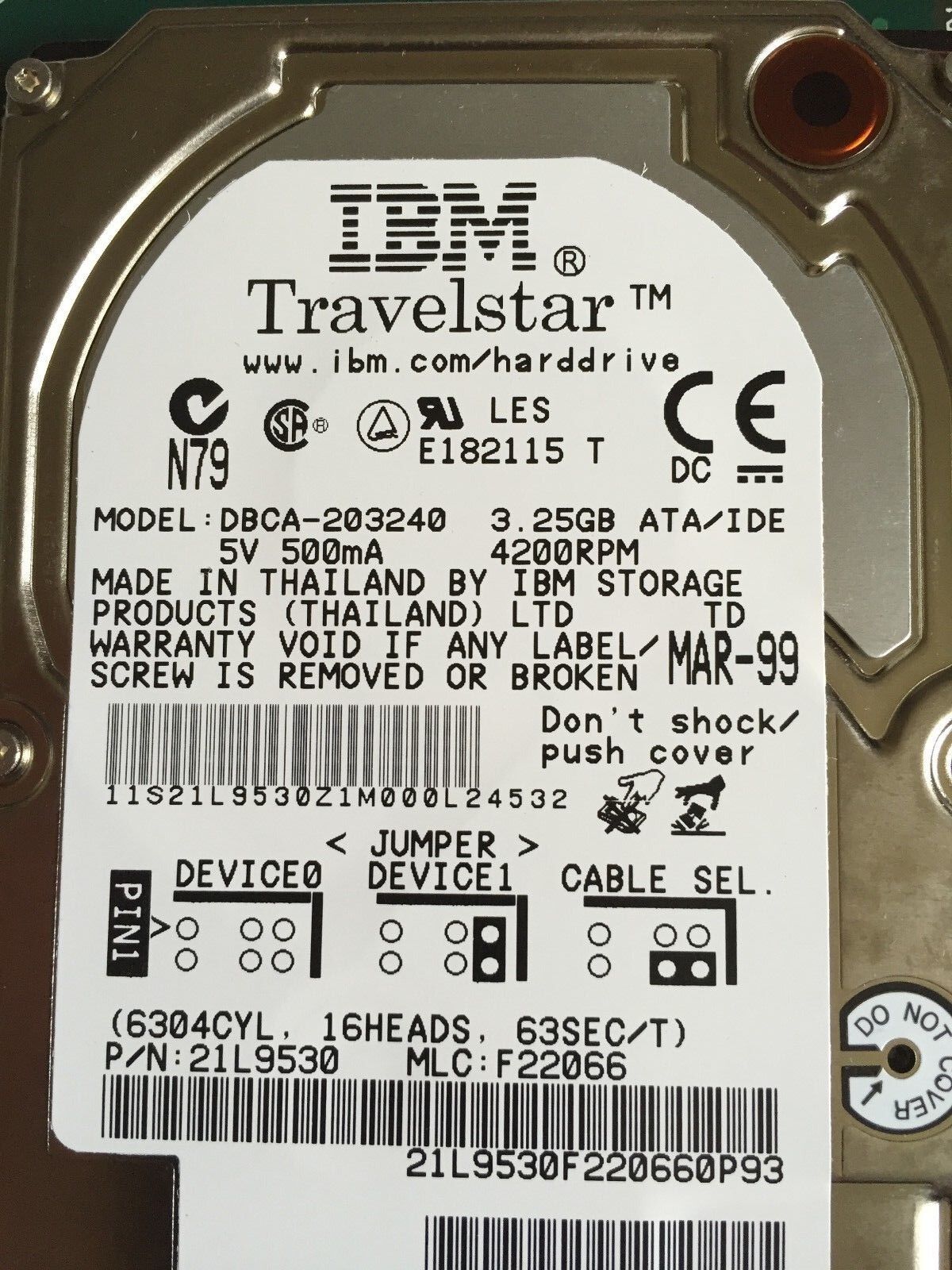 New Ziatech Zt 8952-S375,8952-S375 01,Ibm Travelstar Dbca-203240 Hard,Ide 1.4,Fi