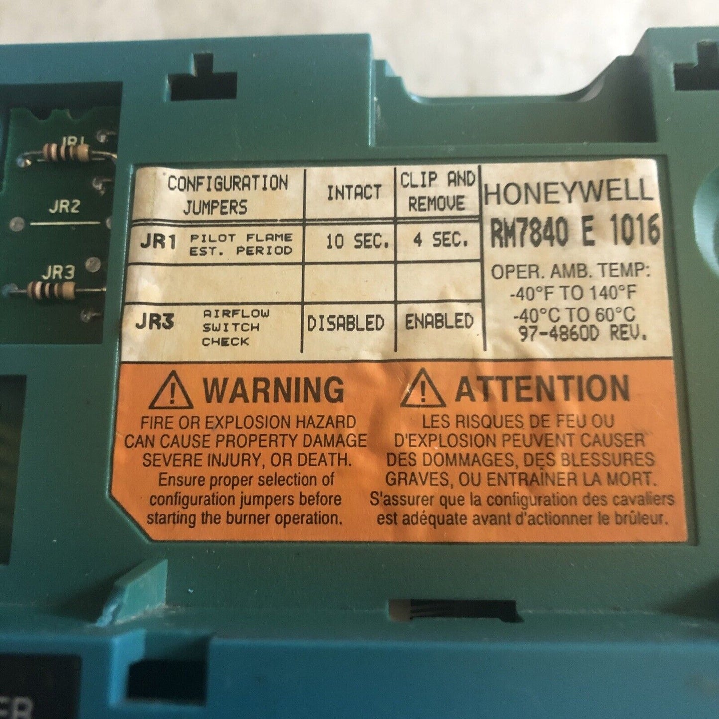 Honeywell Rm7840e1016,Rm7840 E 1016 Burner Control,Bw